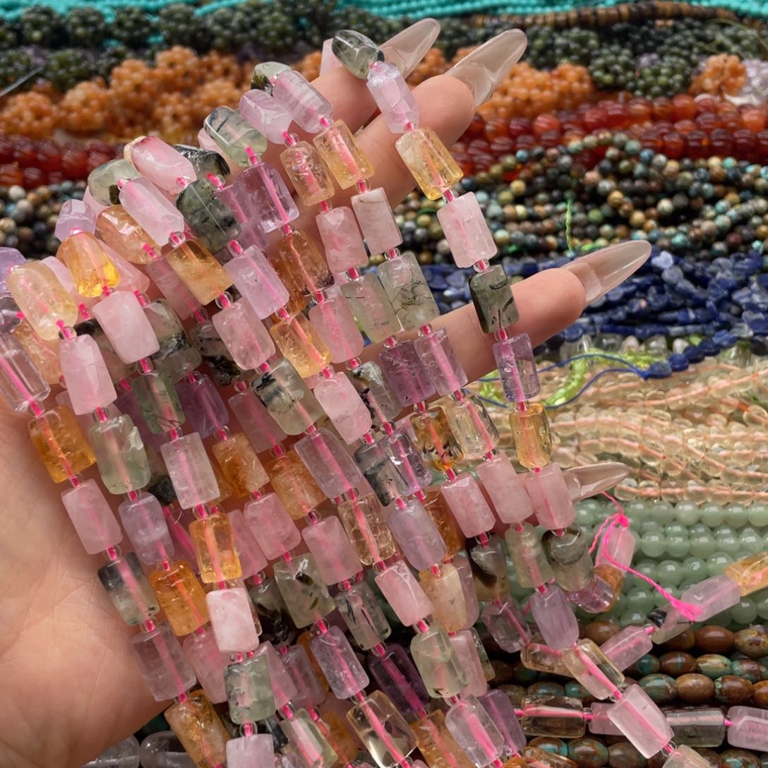 玛瑙/玉髓未镶嵌珠宝半成品一条装卡7多宝水晶管珠