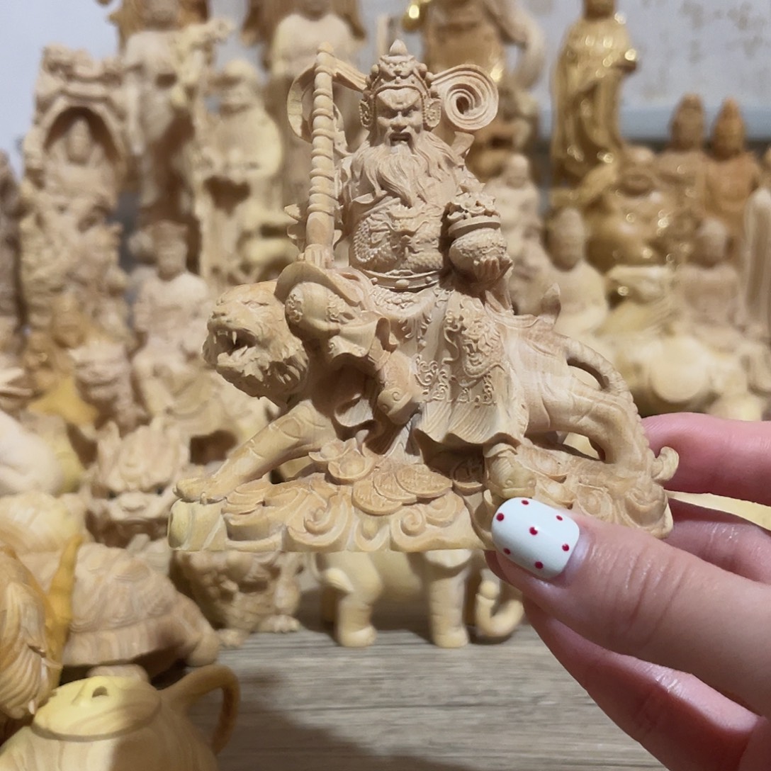 黄杨木小叶黄杨木赵公明摆件黑