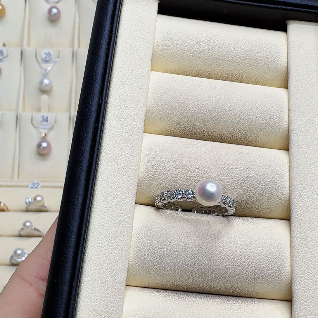 淡水珍珠戒指银S925镶嵌
