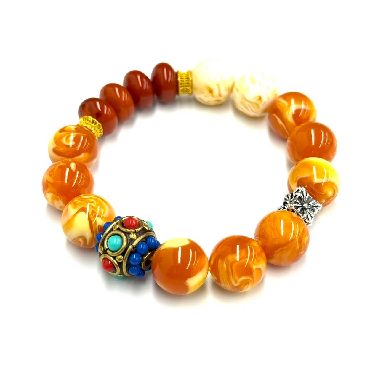 s1680-国风气质设计款飘花圆珠手串-赠礼盒