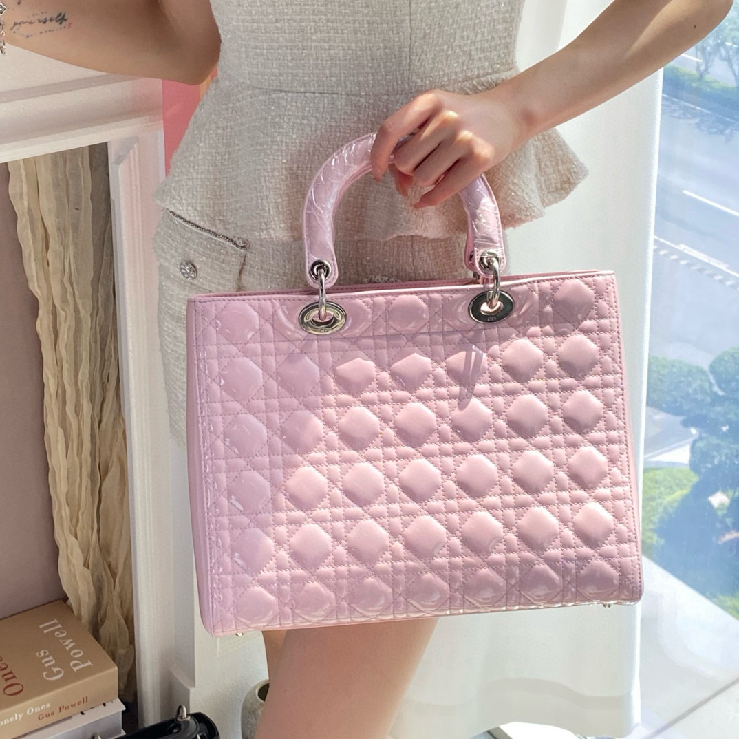 95新 DIOR/迪奥 dior 樱花粉七格戴妃手提包