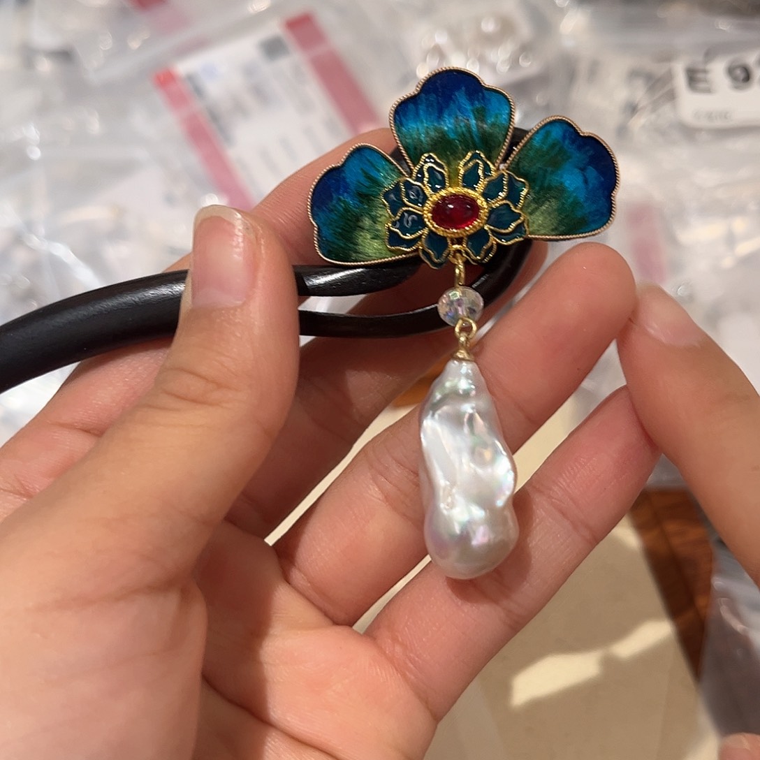 合金淡水珍珠耳饰