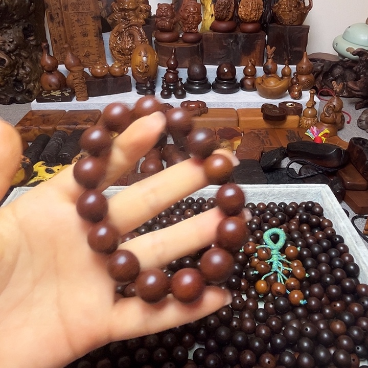 石英石纯铜雷击枣木1.5手串