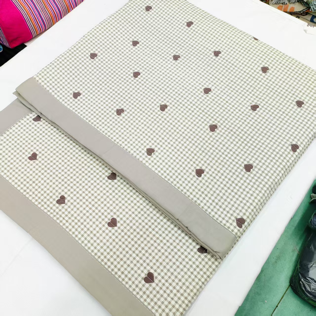 【包边床盖】<焦糖爱心>120X220cm<±5cm>绗缝 多功能水洗透气