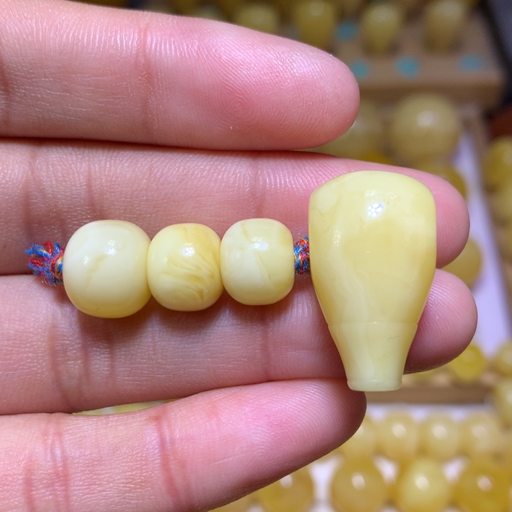 蜜蜡裸石未镶嵌天然俄料浓白花套装10.2-14.7