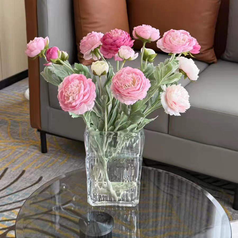 ins风植绒露莲仿真洋牡丹花束客厅餐桌家居装饰花艺摆件仿真花