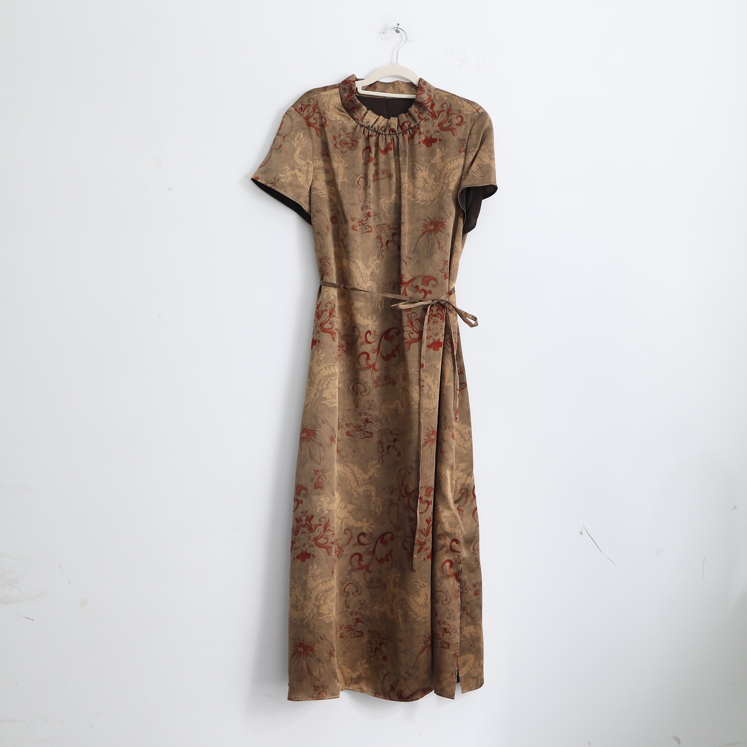 印花新中式H型提花春季连衣裙重磅国风女装夏季8983