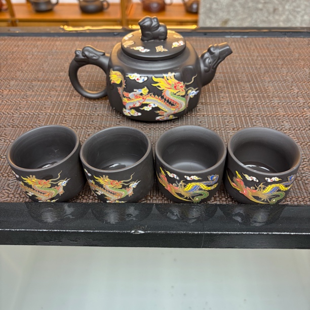 350ml龙凤四方一壶四杯五件套