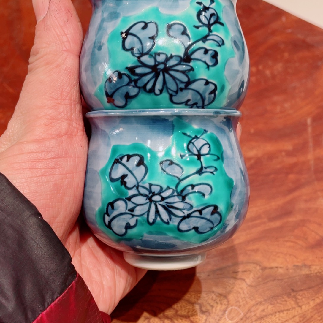 瓷片圆又卫门手绘杯新