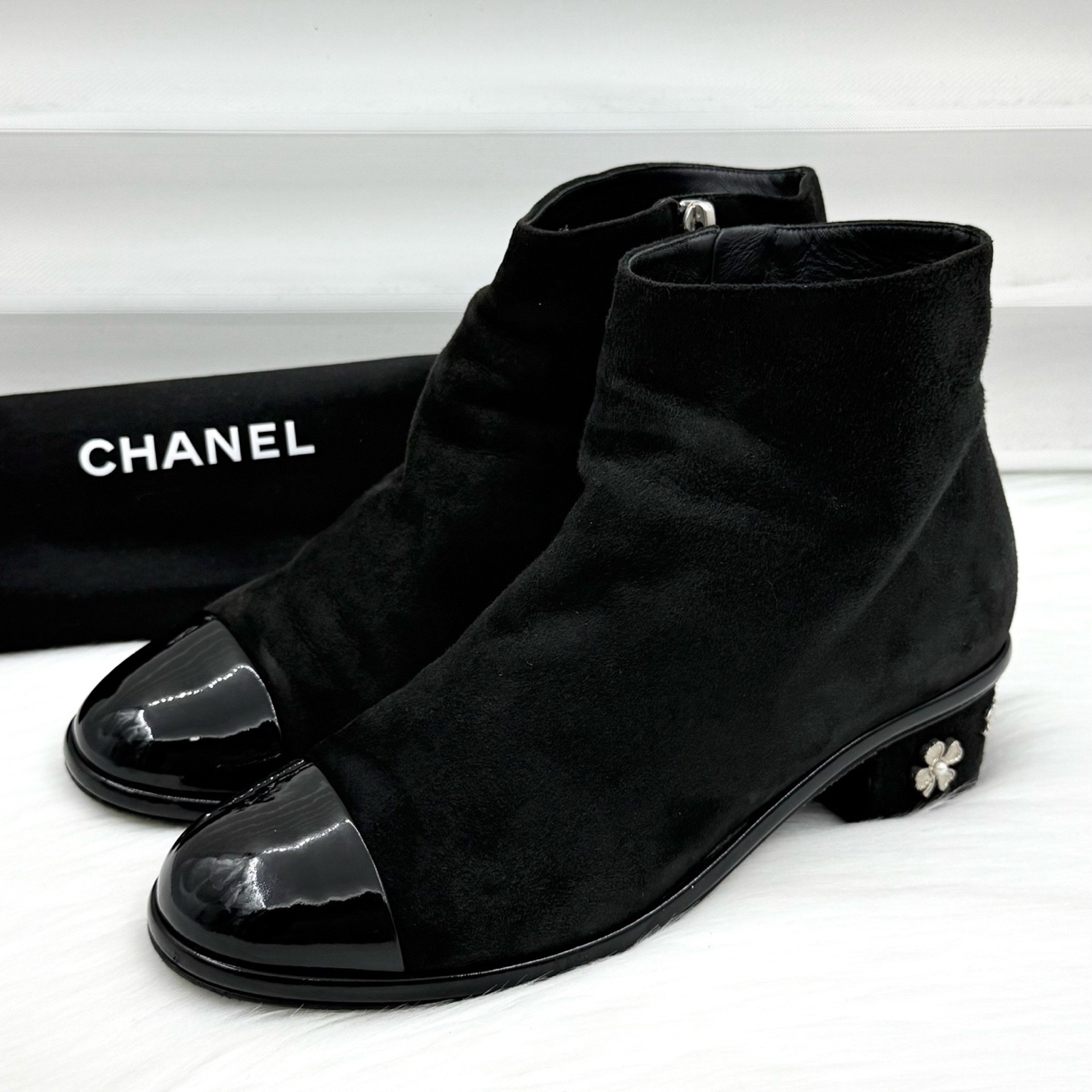 95新 Chanel/香奈儿 饰扣方根短靴 36.5码 公价1.1w j1281 