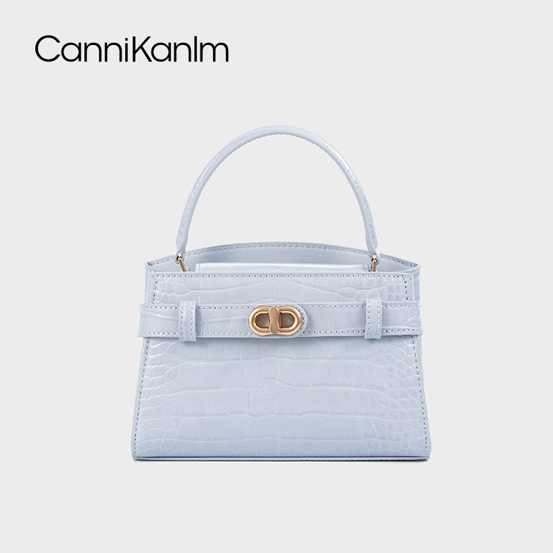 CanniKanlm官方正品鳄鱼纹手提凯莉包女2025新款高级感单肩斜挎包