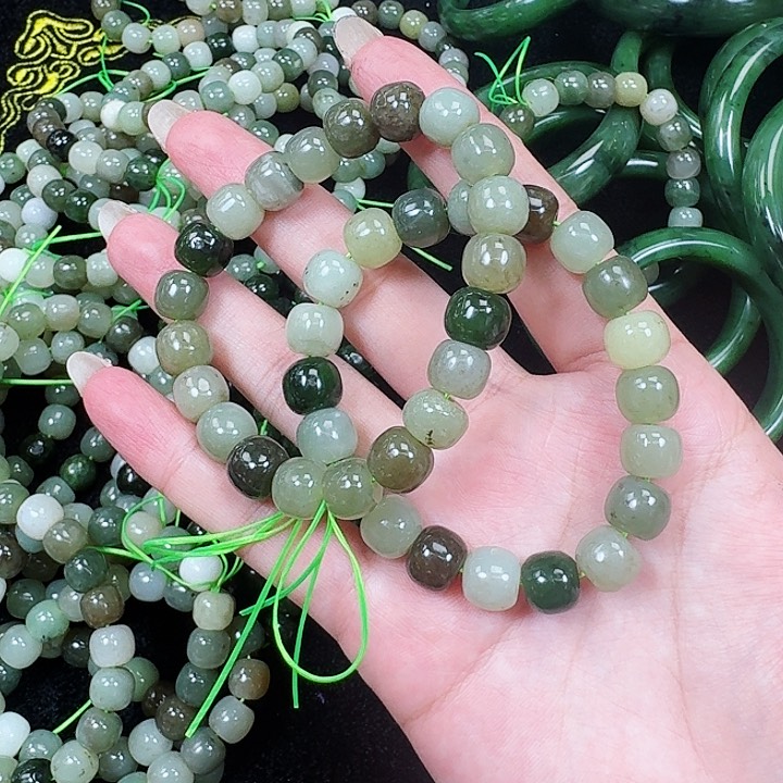 和田玉（碧玉）多宝老型卡10手串未镶嵌