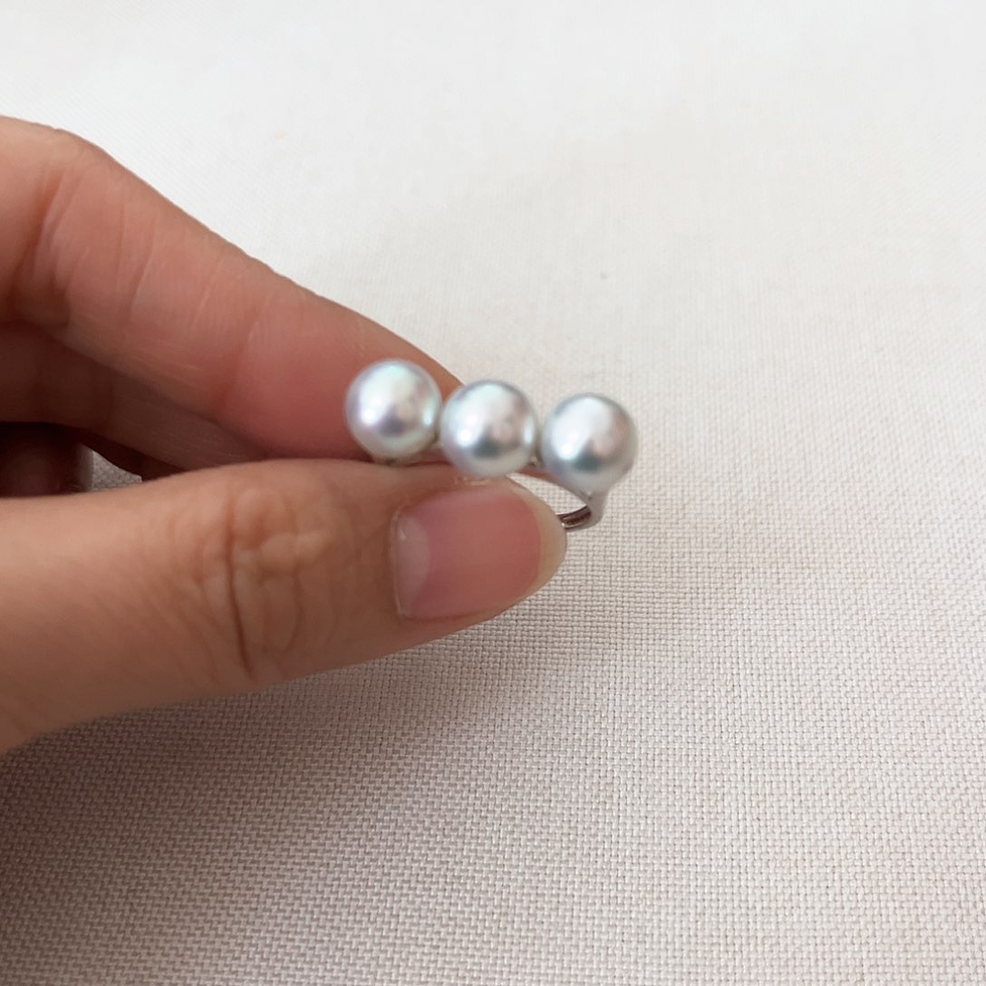 海水珍珠戒指银S925镶嵌真多麻7-8