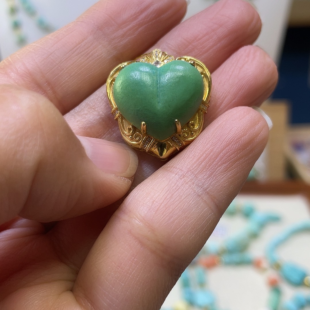 绿松石18K金镶嵌多拉