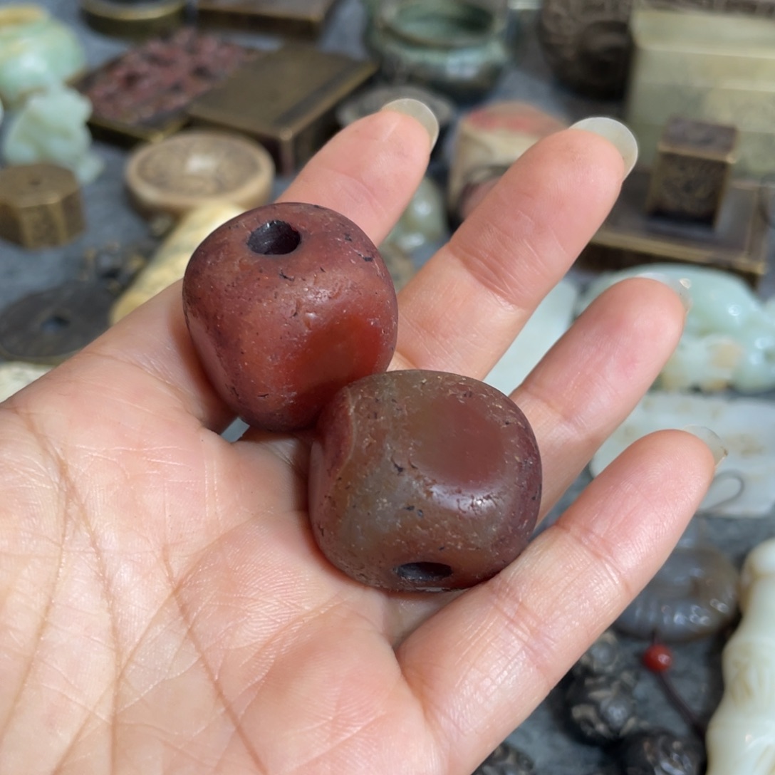 小***儿石材珠子两颗包邮