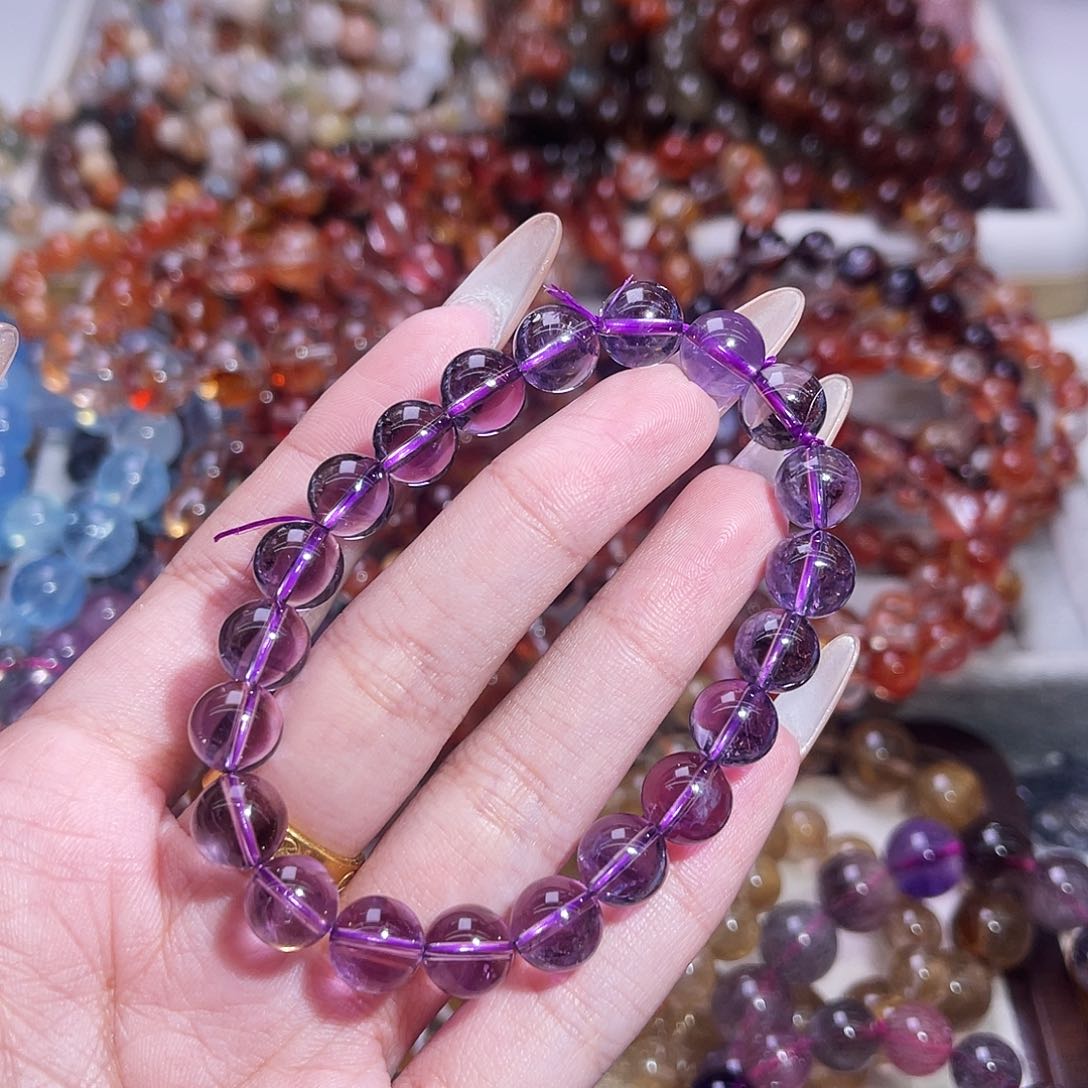 水晶手链未镶嵌巴西紫水晶9+