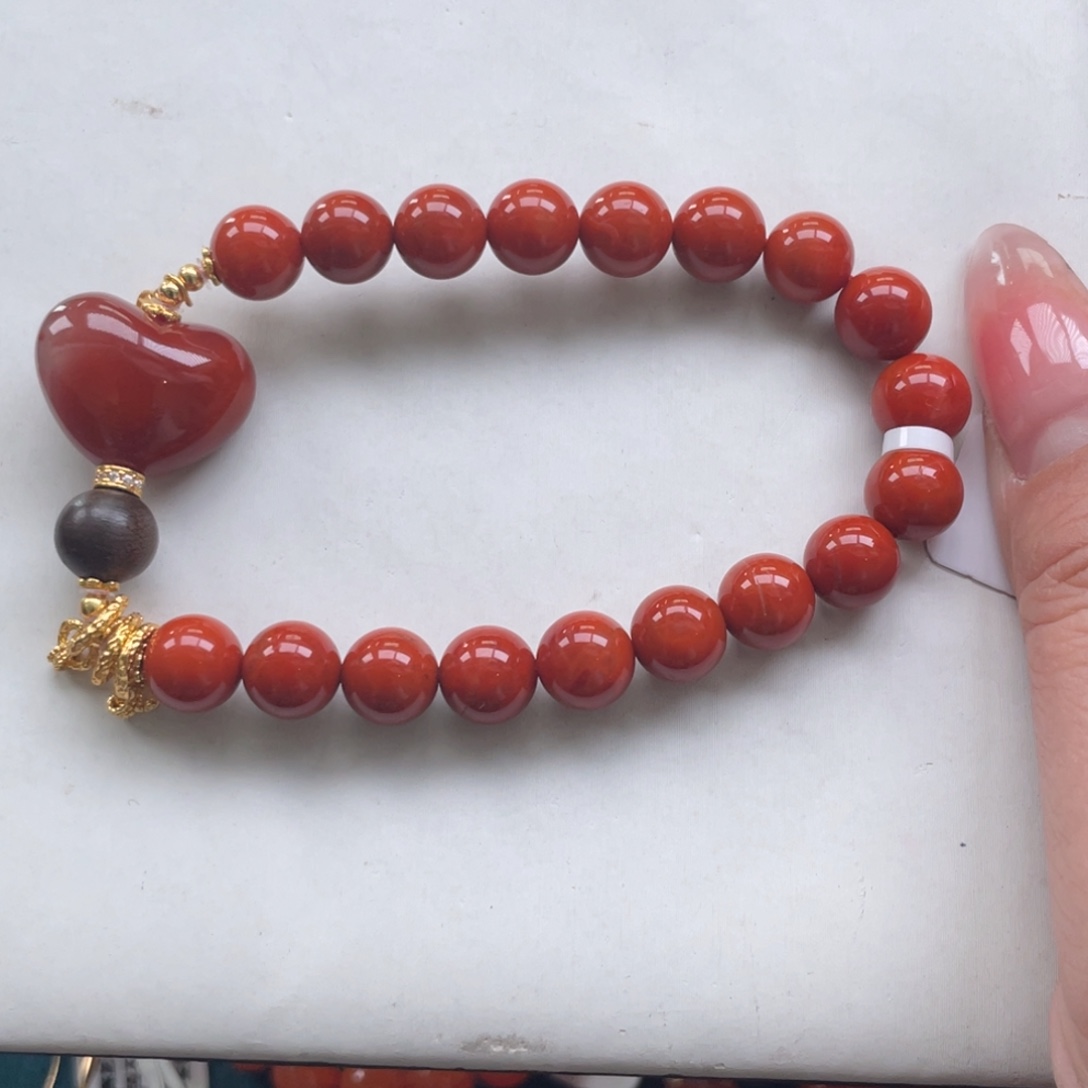 南红玛瑙银S925镶嵌川料南红满肉dly单圈8+mm