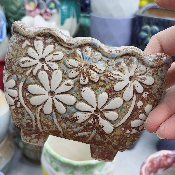 多肉绿植陶瓷花盆9.9包邮，有孔