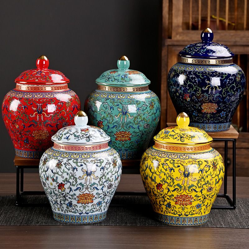 珐琅彩茶叶罐绿茶红茶普洱茶高档中式宫廷小号半斤装茶叶罐密封罐