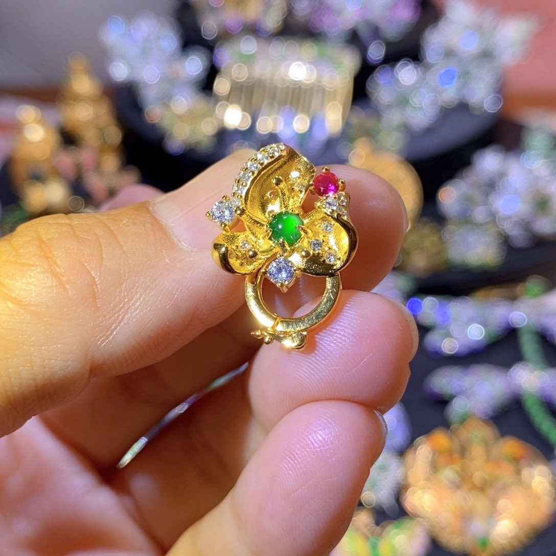 吊坠(不含链)银S925镶嵌翡翠