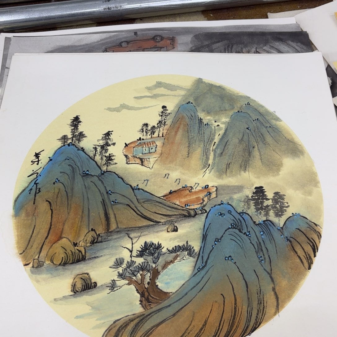 国画斗方花鸟山水手绘50赵