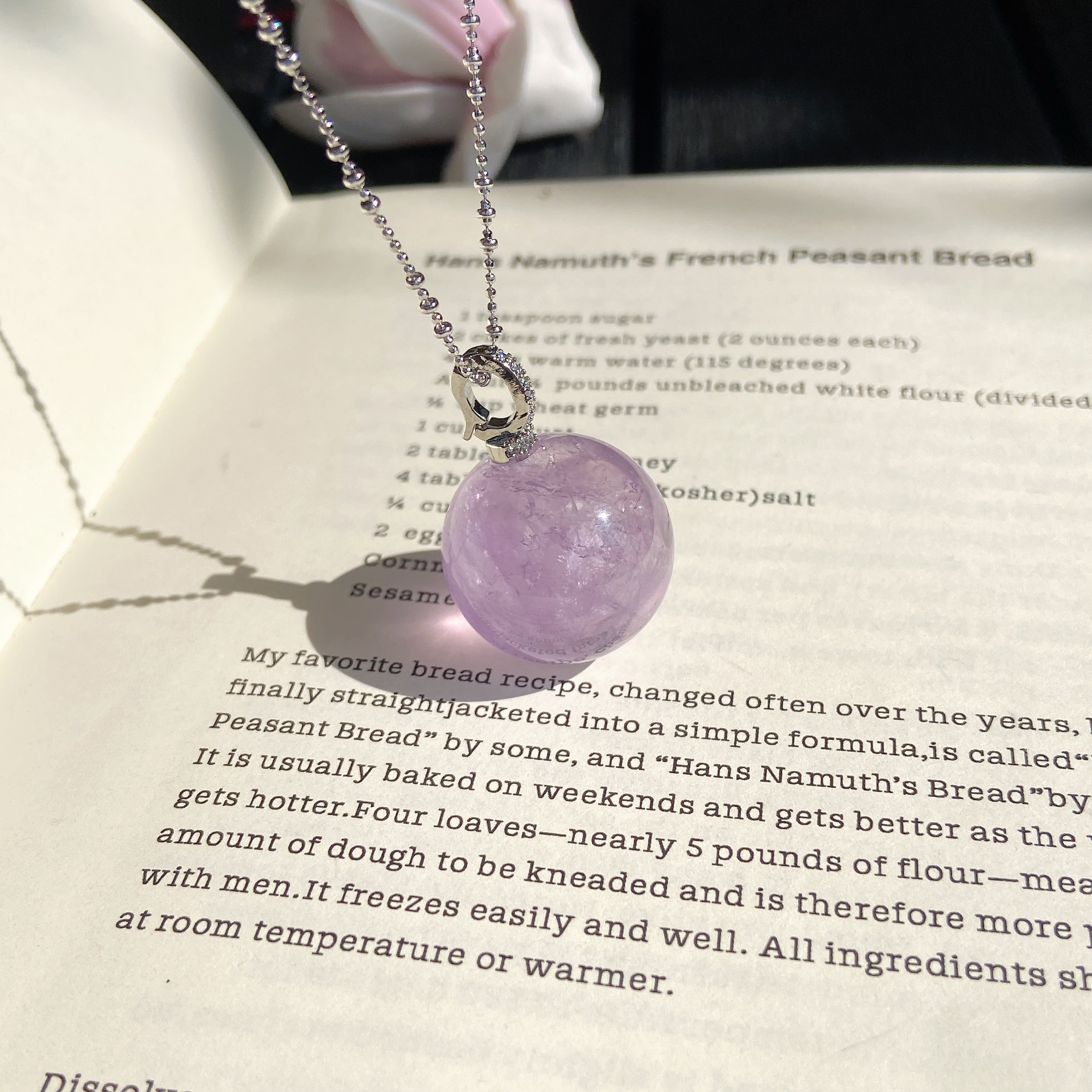 CA487 紫水晶圆珠吊坠不含链