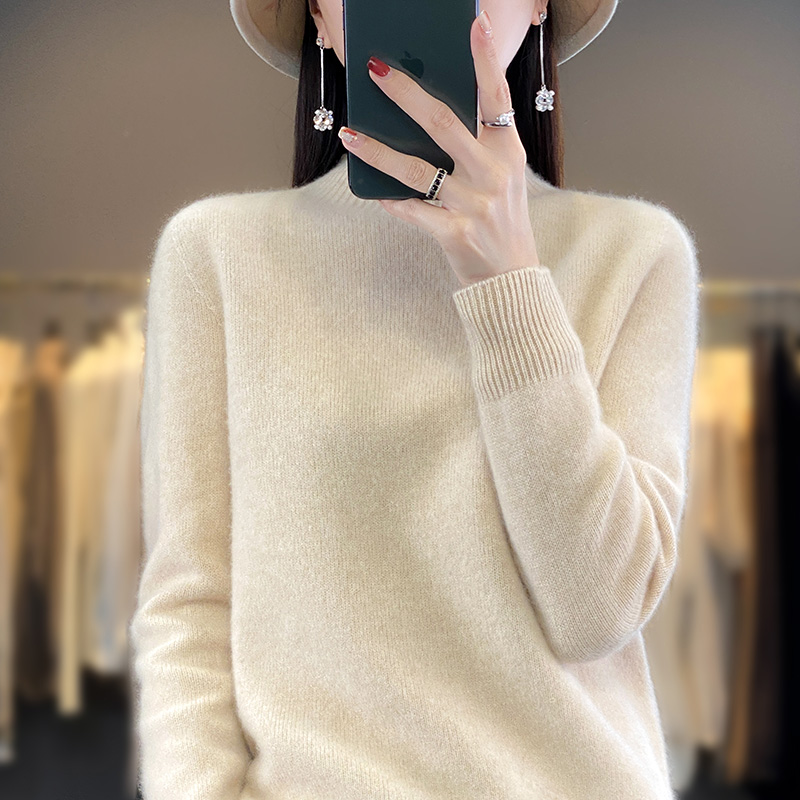 【重磅加厚  商场同款】一线成衣亲肤绒半高领百搭套头针织打底衫
