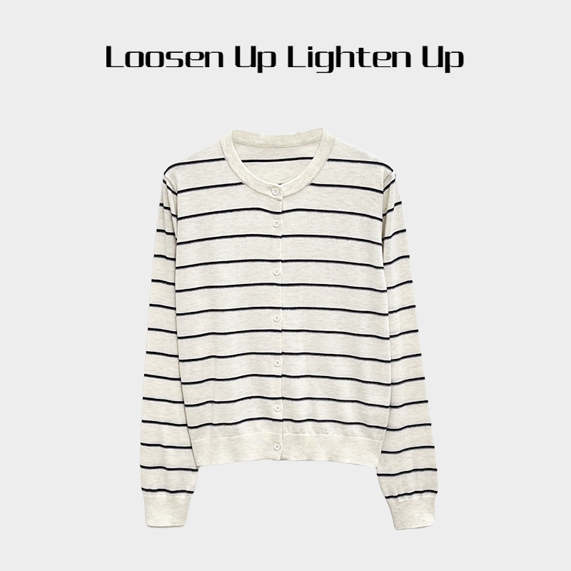 Loosen Up【棉花糖针织衫】绵羊毛混纺弹力圆领百搭纯色/条纹款开衫