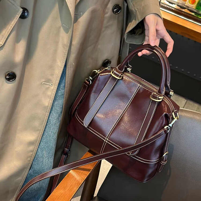 女款大容量手提包牛皮包包上班女包斜跨包单肩包大气时髦上档次