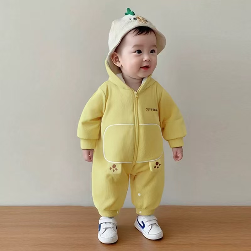 婴幼儿衣服春秋装男女宝宝连体衣可爱卡通小熊连体衣爬服哈衣爬服