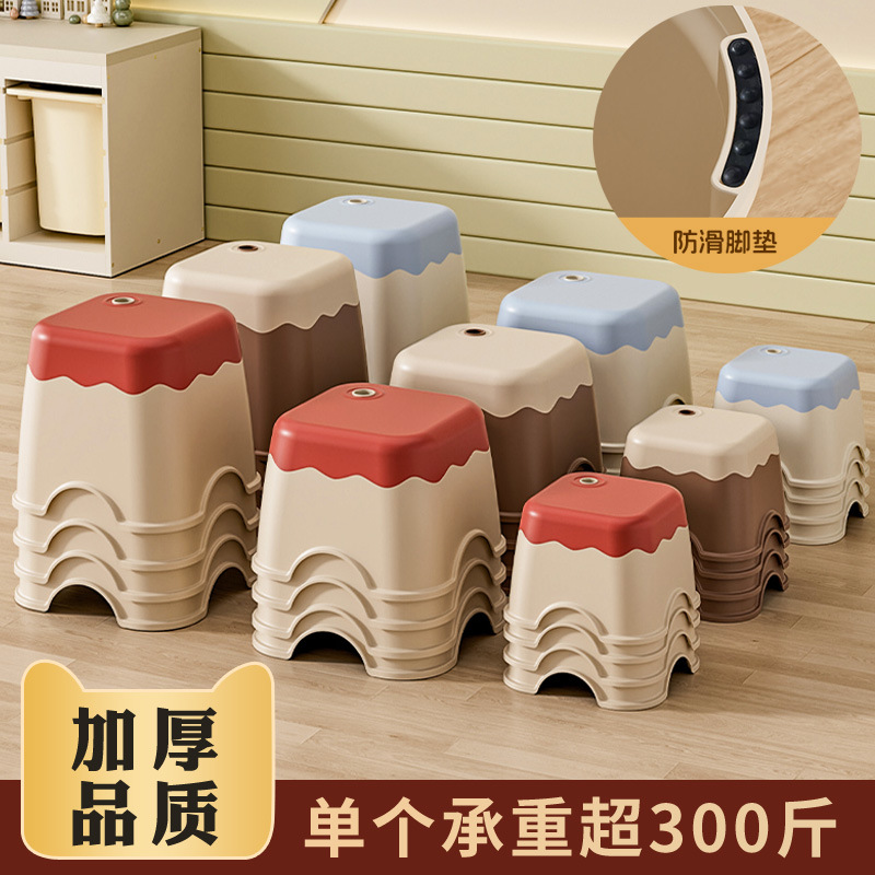 小凳子矮凳塑料儿童椅子可叠放加厚卡通防滑家用垫脚凳客厅脚踏凳