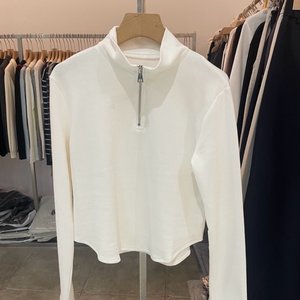 LMM 9017 半拉链洋气修身显瘦长袖t恤女秋季韩版休闲上衣潮