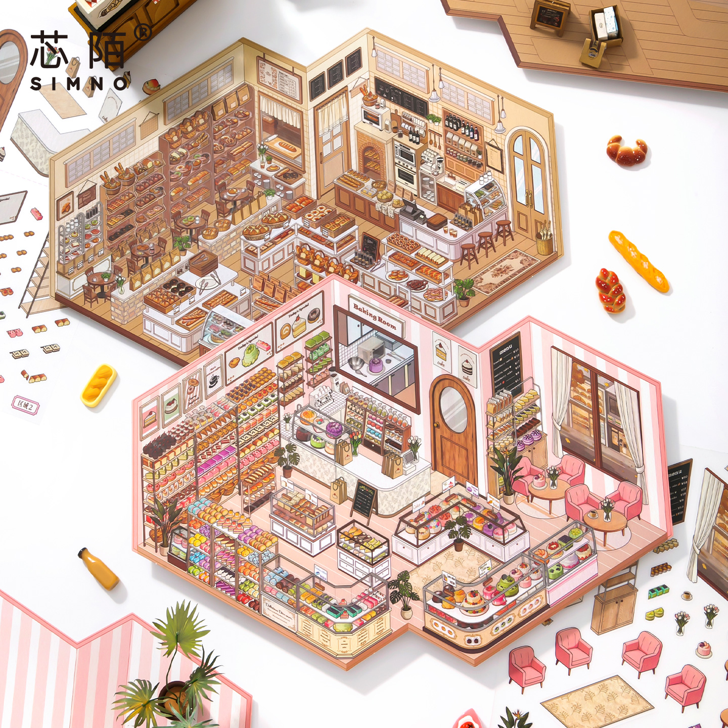 芯陌店铺码货系列3D立体造景贴纸微缩场景diy解压手账玩具贴纸