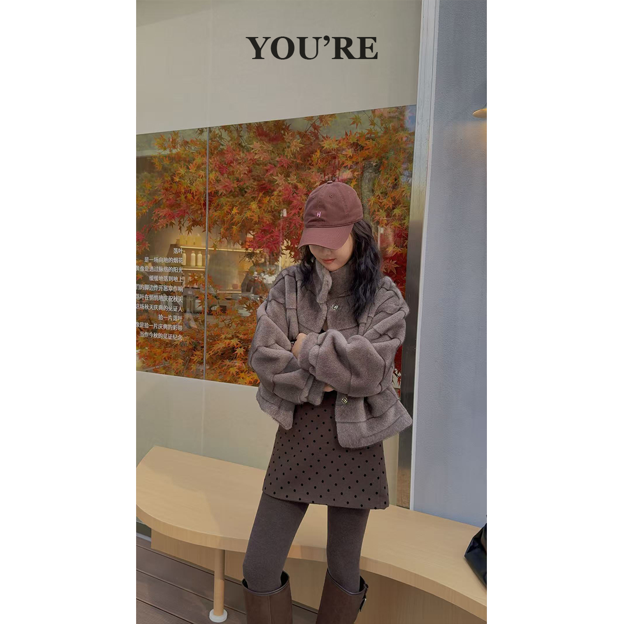 《YOU'RE 》秋冬韩系洋气气质波点短裙YR8804