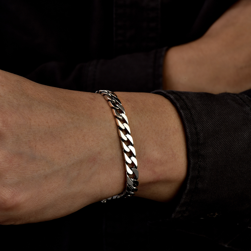 925银手链 S925银古巴手链男士s925银马鞭链高级感精致霸气手链