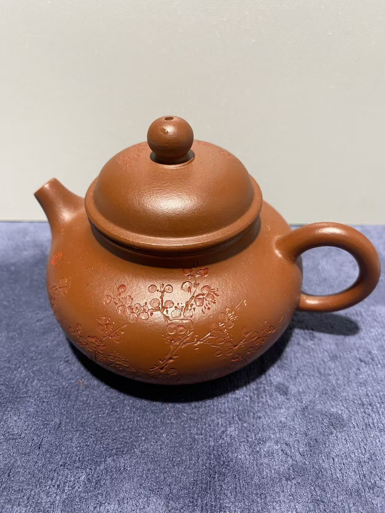 容天刻绘150cc手工紫砂茶壶宜兴原矿朱泥全手工刻绘