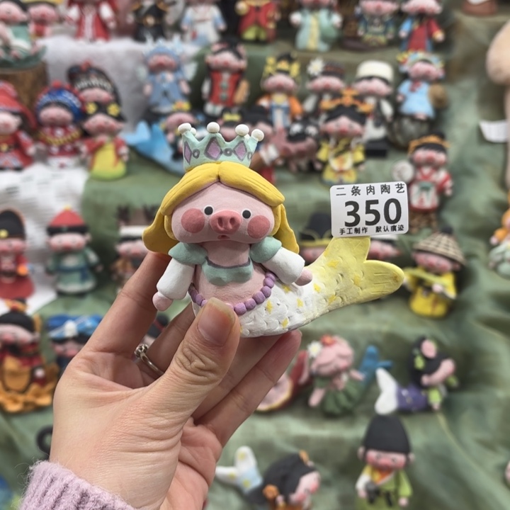 大***鸡陶摆件两条肉可爱猪猪