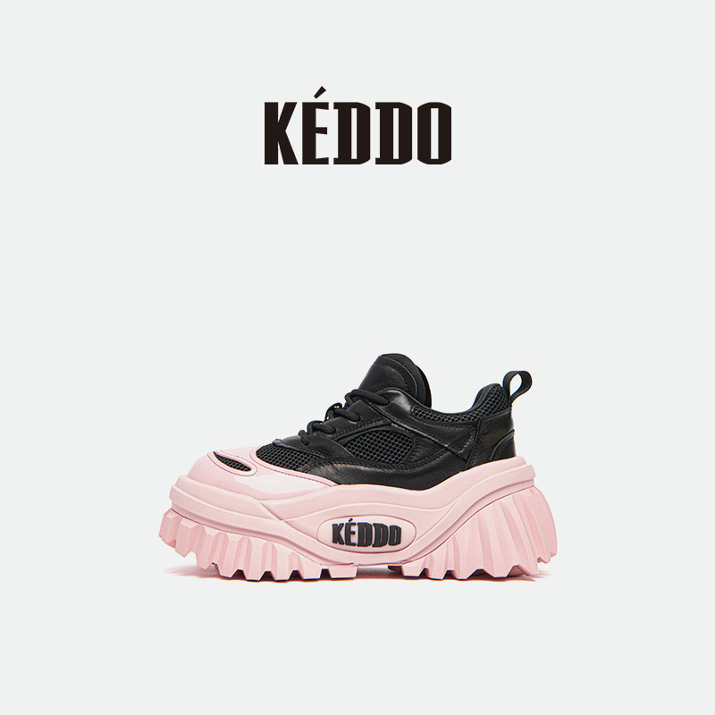 KEDDO“键盘鞋”复古拼色休闲鞋增高厚底鞋舒适女鞋新款2025时尚