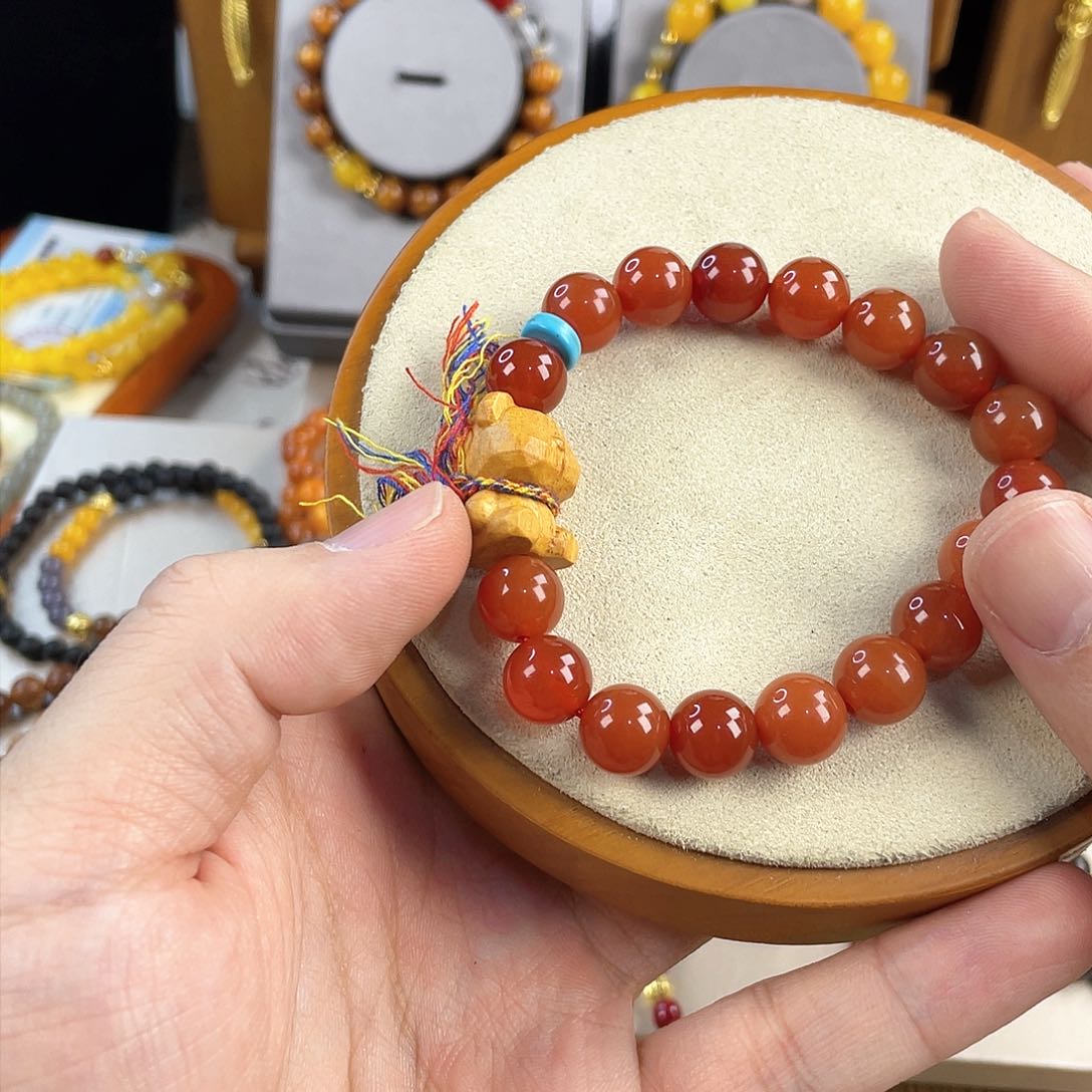 南红玛瑙手饰银S925镀金镶嵌