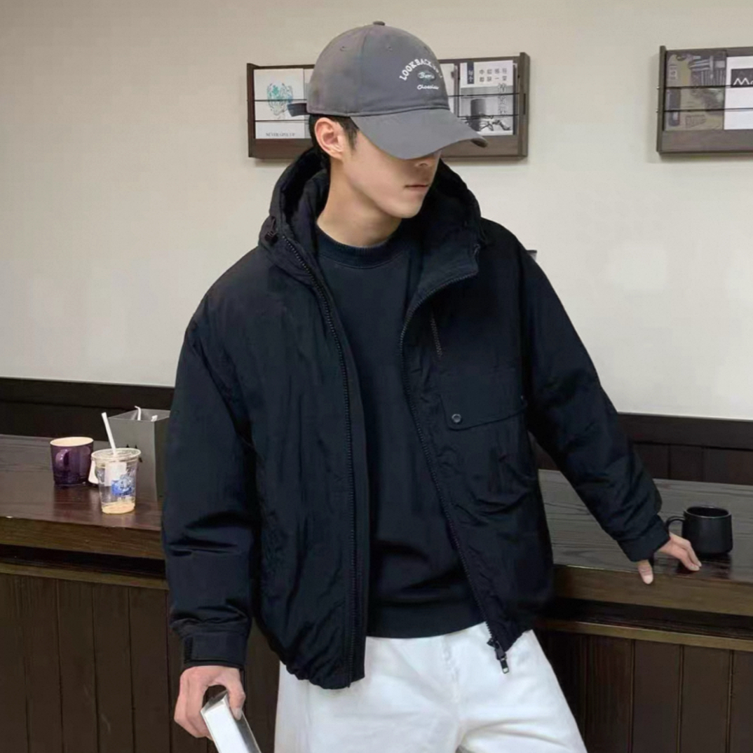 实体款工装连帽90白鸭绒羽绒服男冬季新款休闲情侣款时尚百搭外套