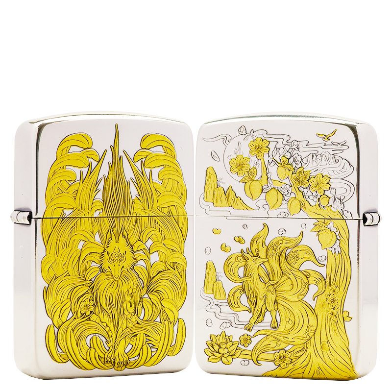 ZIPPO/之宝打火机镀银鎏金【1941九尾狐】原装正品煤油机DYJ1