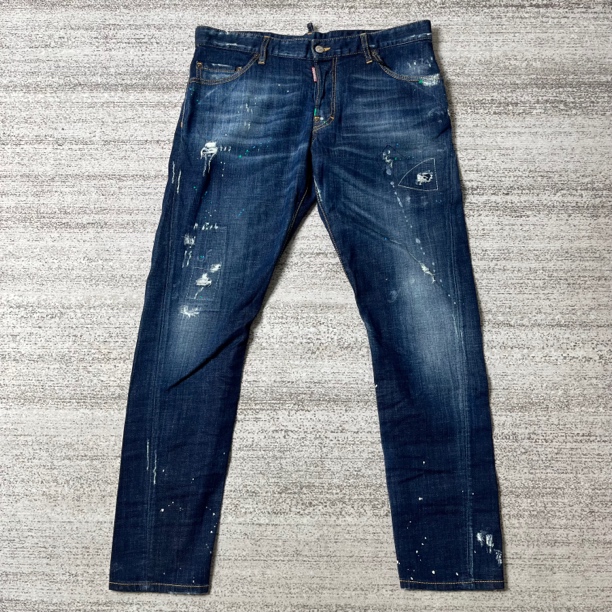 99新 maje D2/小破坏风泼墨牛仔裤/尺码52#1103