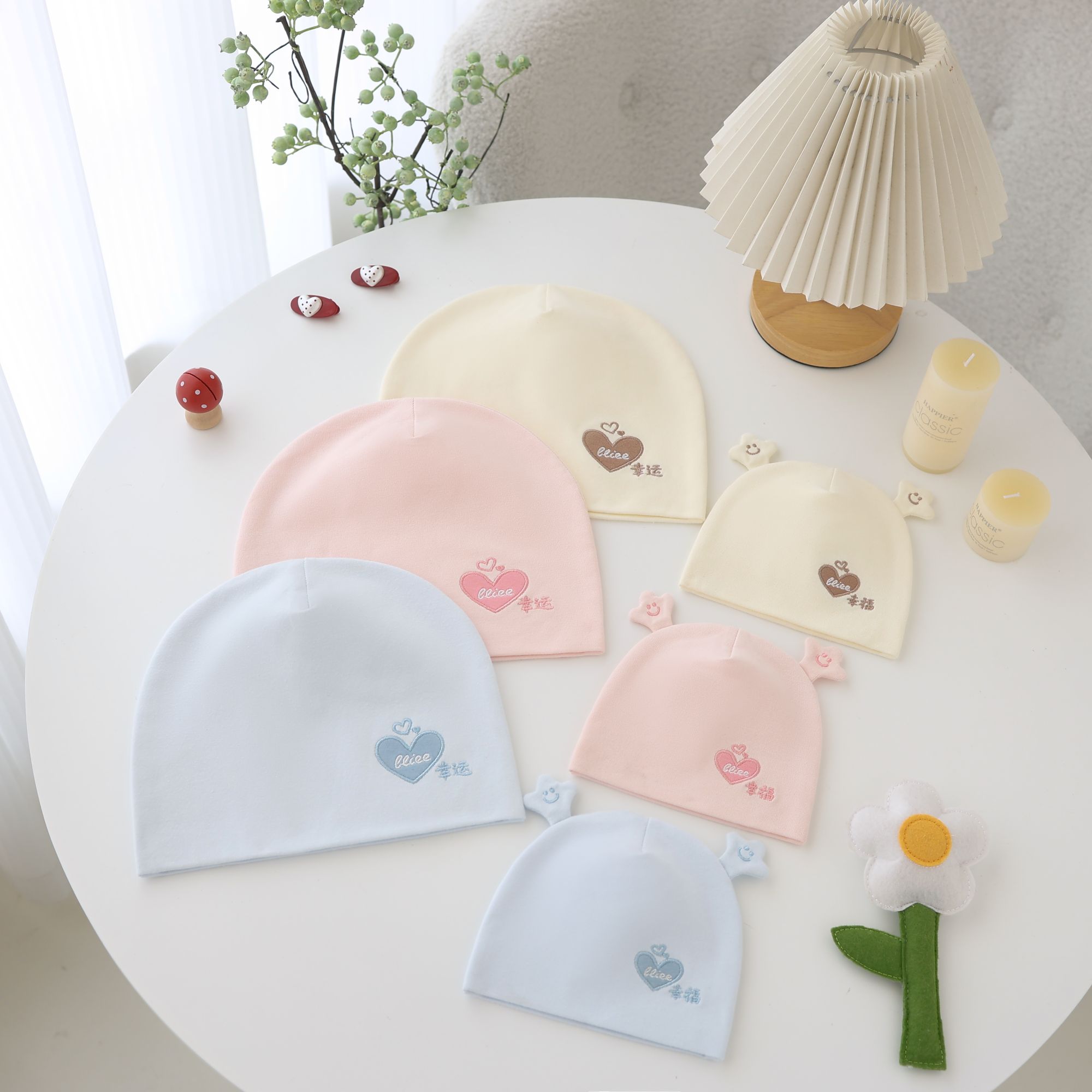 初生婴儿帽子春秋款胎帽加孕妇帽秋季款棉质双层无骨护卤门亲子帽