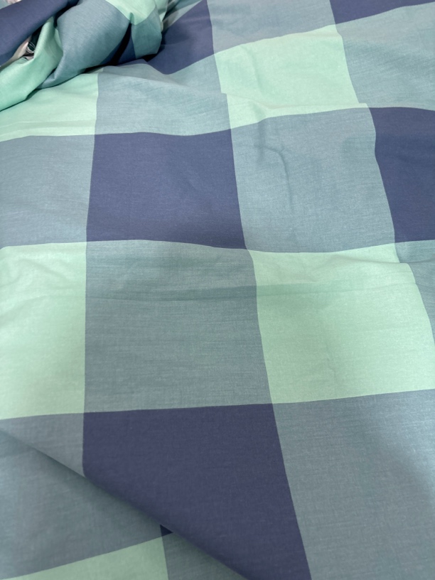 【红红家纺二店】微瑕疵加厚斜纹薄荷绿格子