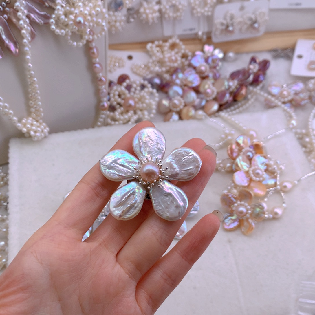 甜***花项圈套装未镶嵌淡水珍珠