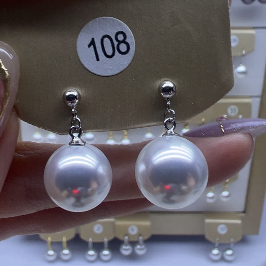 耳饰银S925镶嵌淡水珍珠