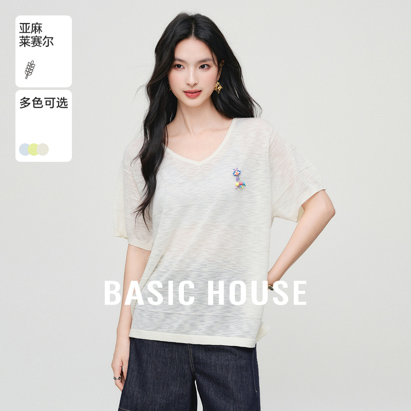 Basic House/百家好夏季新款清冷系禅意衣服女针织衫-B0625B5AQG2