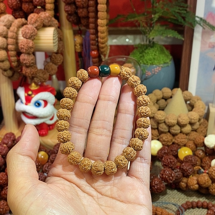 金刚菩提手串95原籽红绿珠款单圈