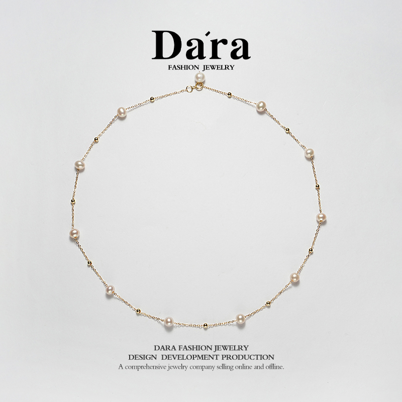 DARA/戴拉【明星会】淡水无核珍珠5.5-6mm白色鹅蛋强光锁骨链
