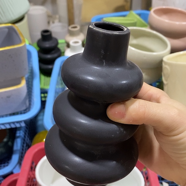 陶摆件陶盆有孔 瑕疵针孔漏釉介意勿拍外口 3外高15